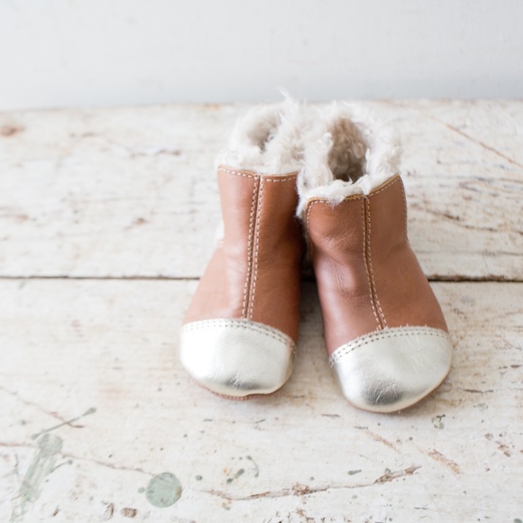 Old Soles Other - Old Soles Slip On Boots Tan Leather Gold Toe fur